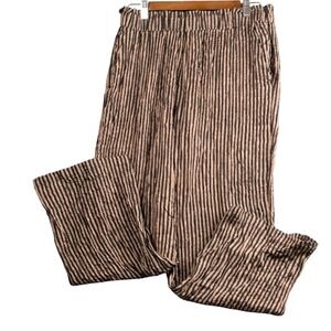 Jane Delancey Womens M Brown Black Stripe Rayon Wide Leg Crop Pants Elastic